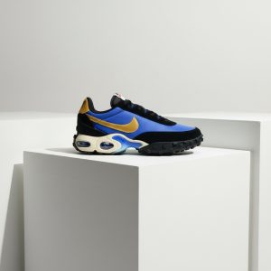Sneakersy Nike Air Max Waffle SP Hyper Blue Metallic Gold, męskie buty z Tuned Air i waflowym bieżnikiem, niebiesko-złote zamsz i siatka, FV6946-400